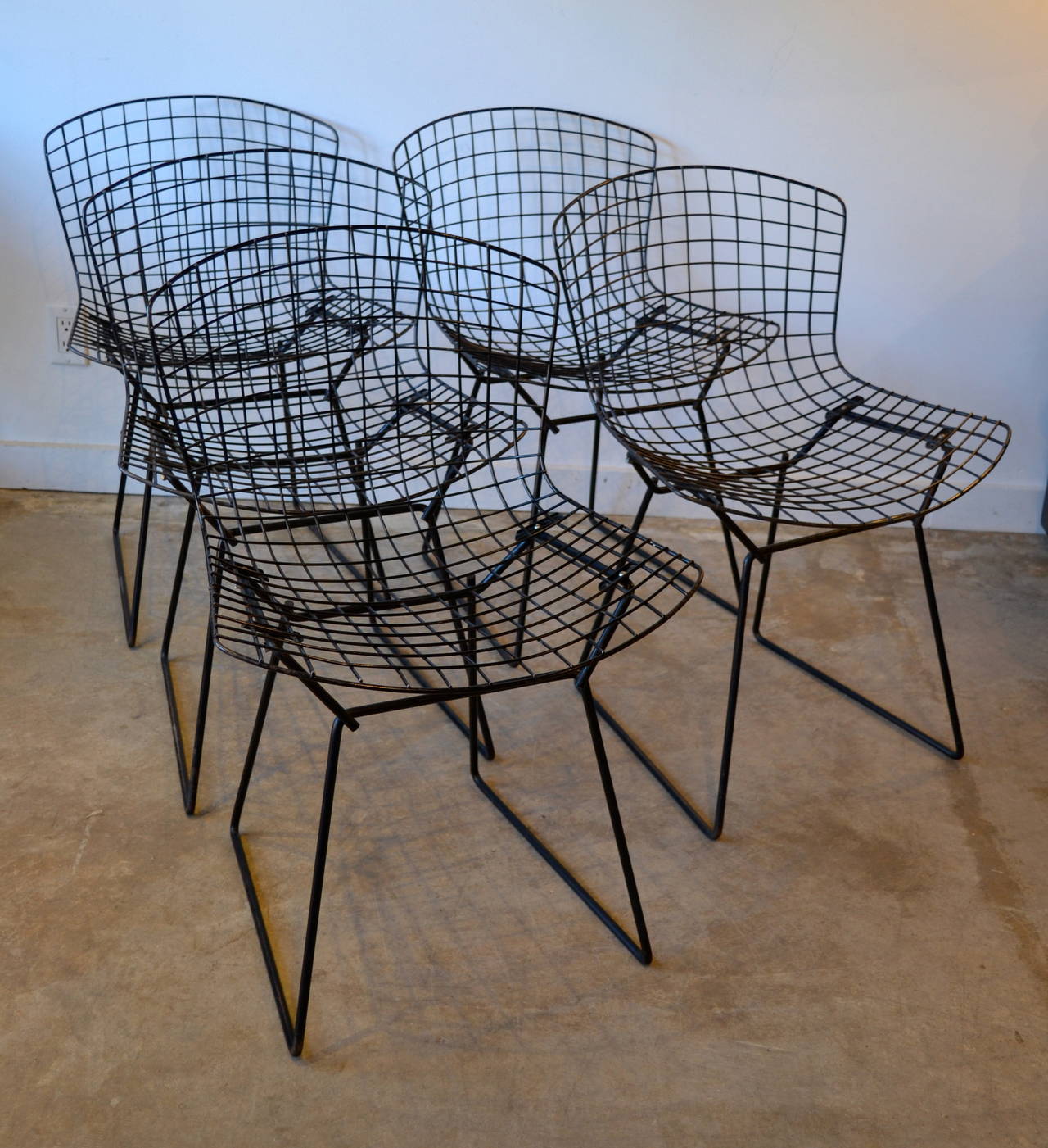 Harry Bertoia Black Wire Chairs Produced by Knoll