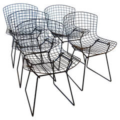Harry Bertoia Black Wire Chairs Produced by Knoll
