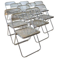 Ten "Plia" Lucite and Aluminum Folding Chairs by Castelli