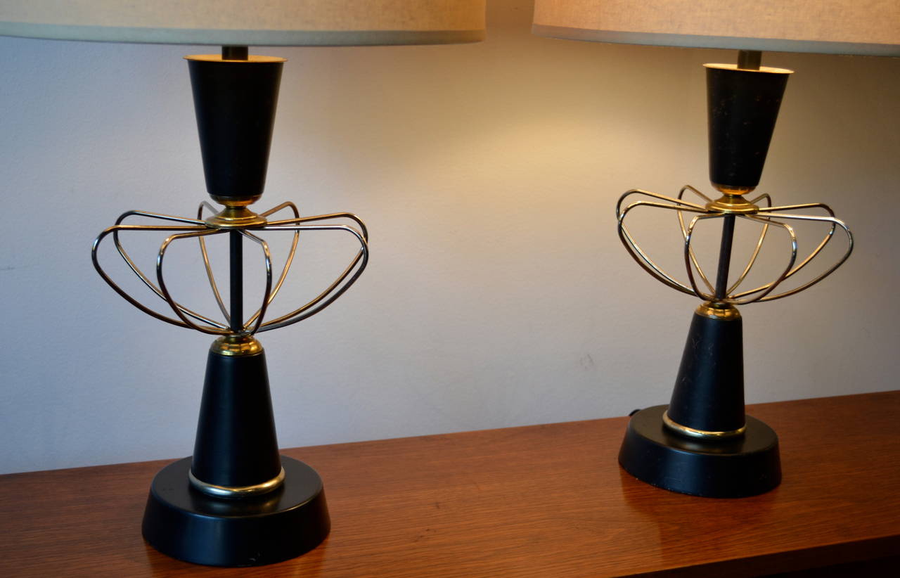 Mid-Century Modern Atomic Age Table Lamps in the Manner of Paul McCobb