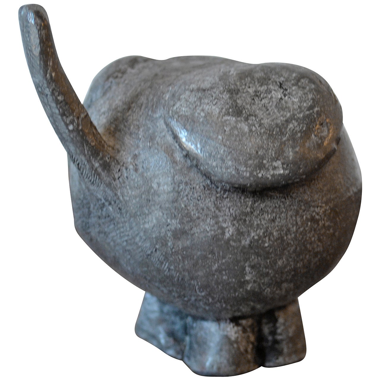 Mid Century Modern Brutalist Small Elephant Sculpture Made of Lead For Sale