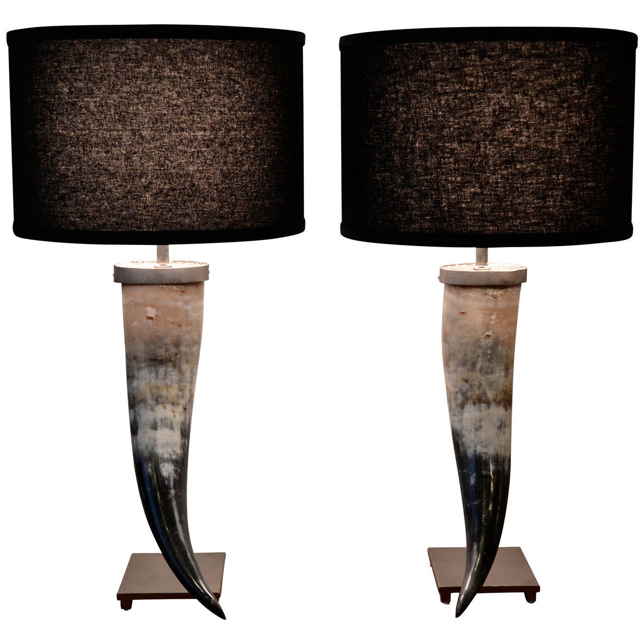 Rico Table Lamp with Metallic Color Shade Texas Longhorns Plate Rolled in on The lamp Base lamp Base Wrapped with Diamond Metal Plate 