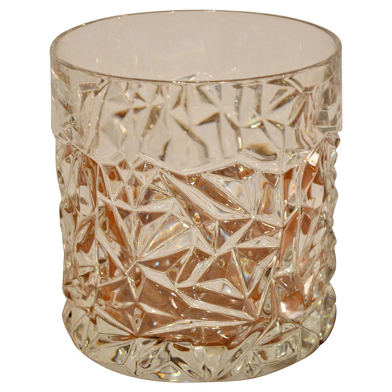 Mid Century Modern "Rock Cut" Crystal Ice Bucket By Tiffany and Co. For