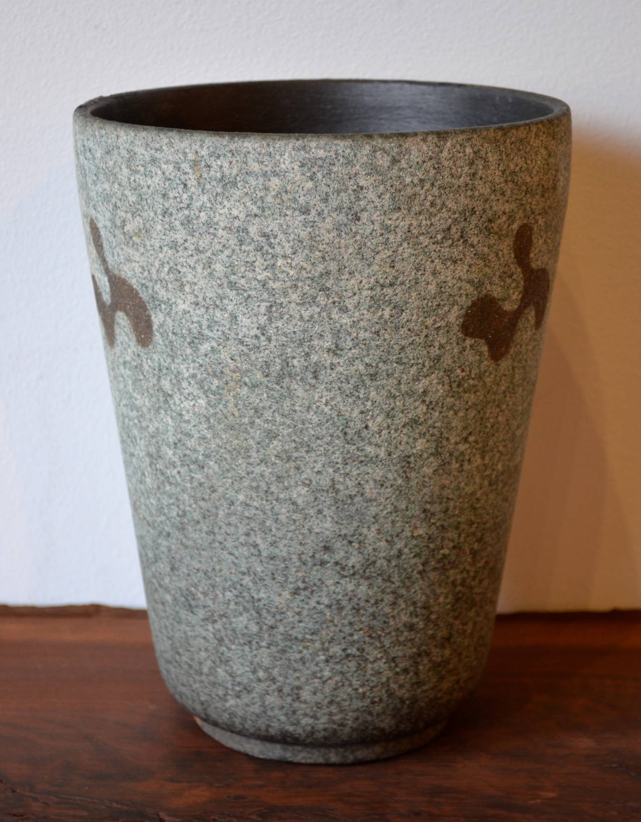 Very important Mid-Century piece. Glazed pottery vase by Swedish American artist Rolf Key-Oberg, 1900-1959.  Minor loss around top edge, see photos.