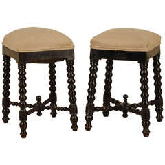 Antique 19th Century Pair of English Turned Stools