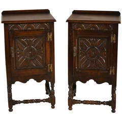 19th Century Pair of English Oak Side Tables