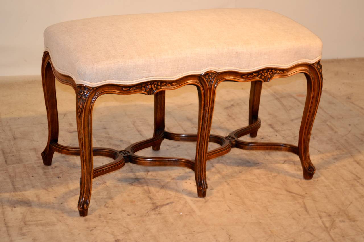 Mid-19th-c. French Walnut Bench