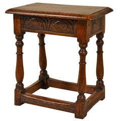 Late 18th-C. English Carved Joint Stool
