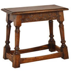 19th-c. English Carved Joint Stool