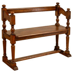 19th-c. French Oak Small Hall Bench