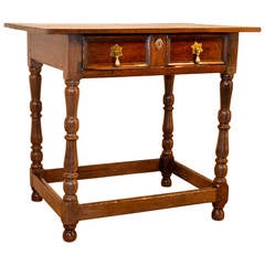 17th c. English Oak Side Table with Single Drawer