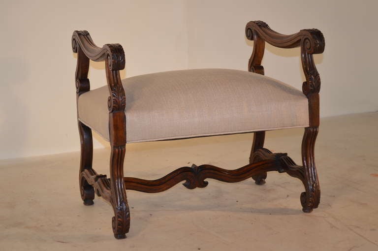 19th-C. French Walnut Bench
