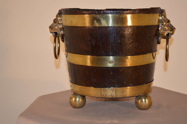 Brass 19th Century English Footed Bucket