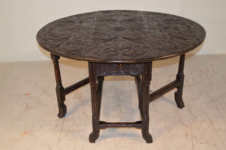 Charles II Carved Gate Leg Table