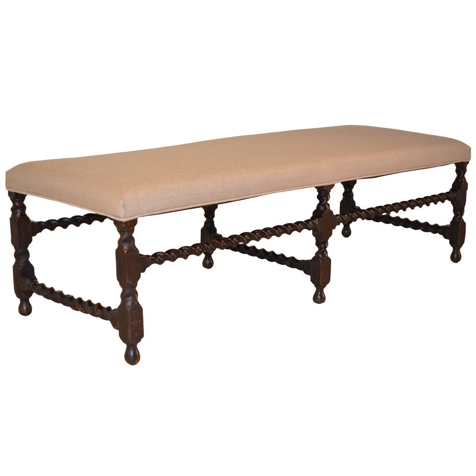 Charles II Barley Twist Upholstered Bench