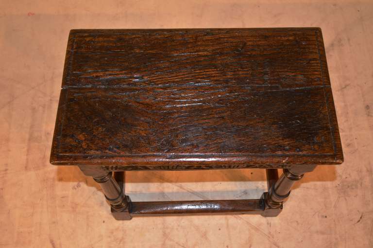 Late 17th-C. English Oak Joynt Stool In Good Condition In High Point, NC