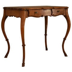19th Century French Oak Serpentine Side Table