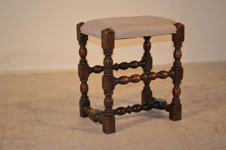 19th-c. English Upholstered Stool