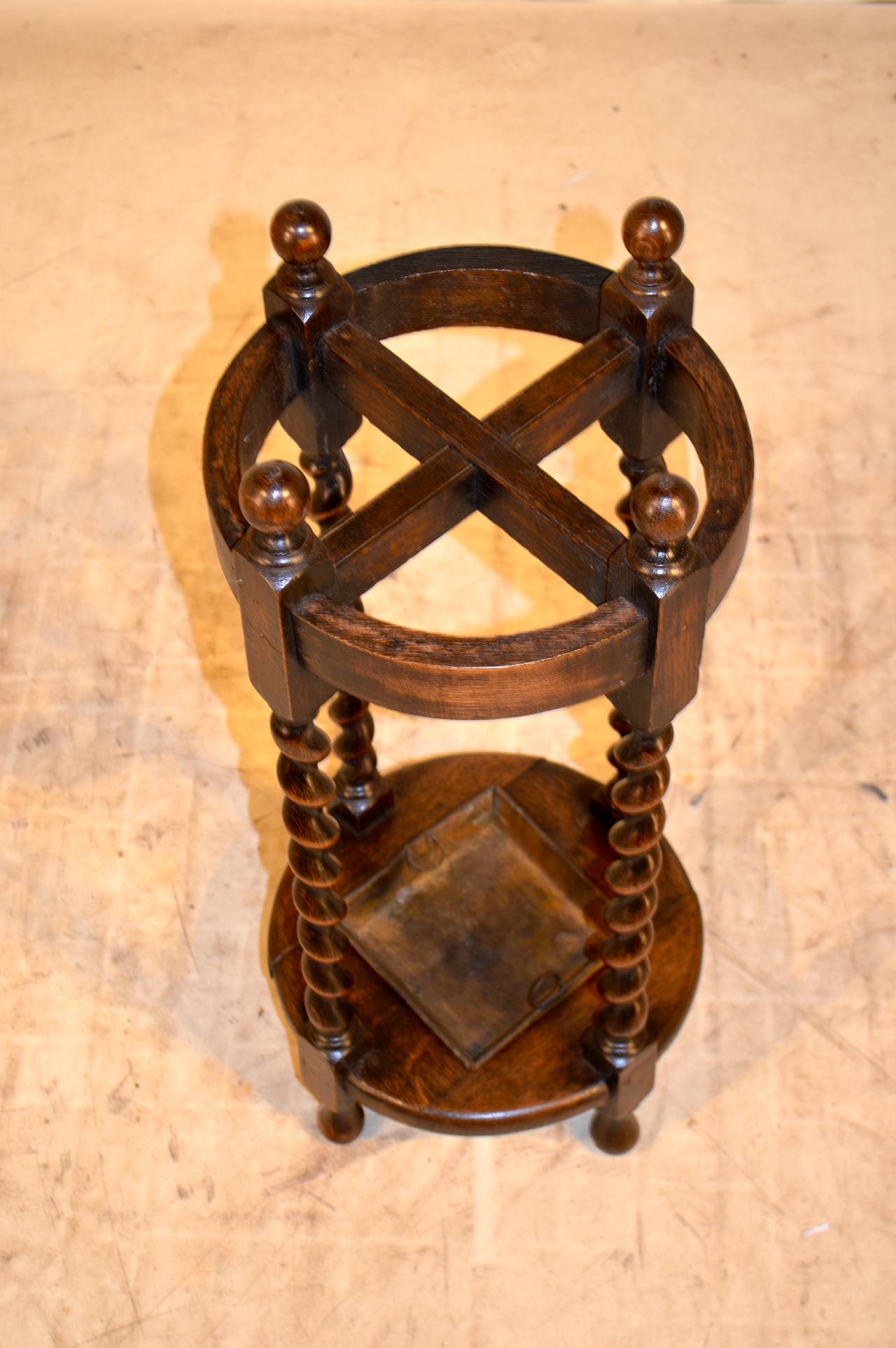 Late Victorian Late 19th Century English Oak Umbrella Stand