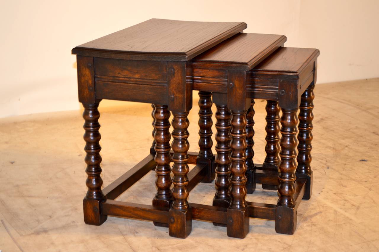 19th Century English Oak Nest of Three Tables