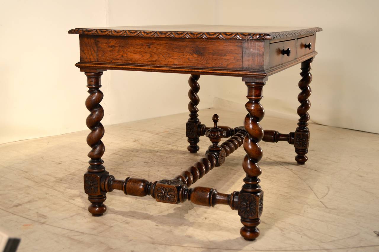 19th Century French Oak Library Desk