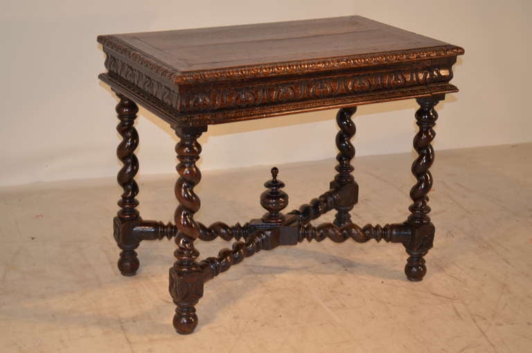 19th Century English Carved Oak Library Table