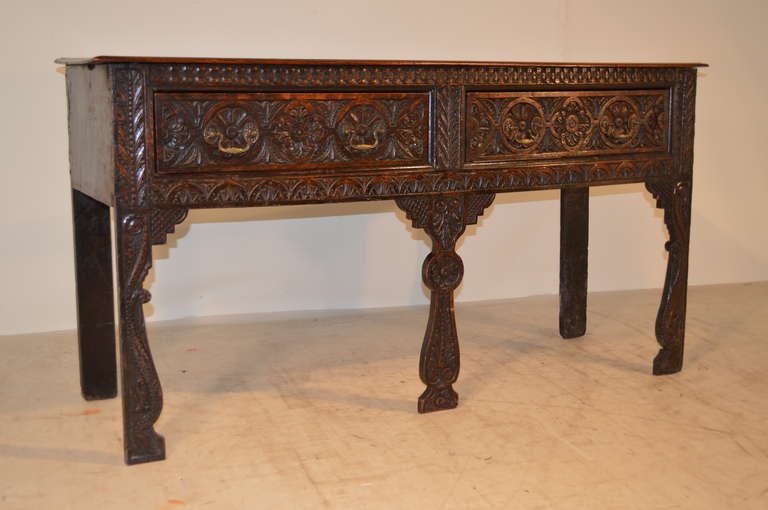 English 17th-C. Carved Oak Sideboard