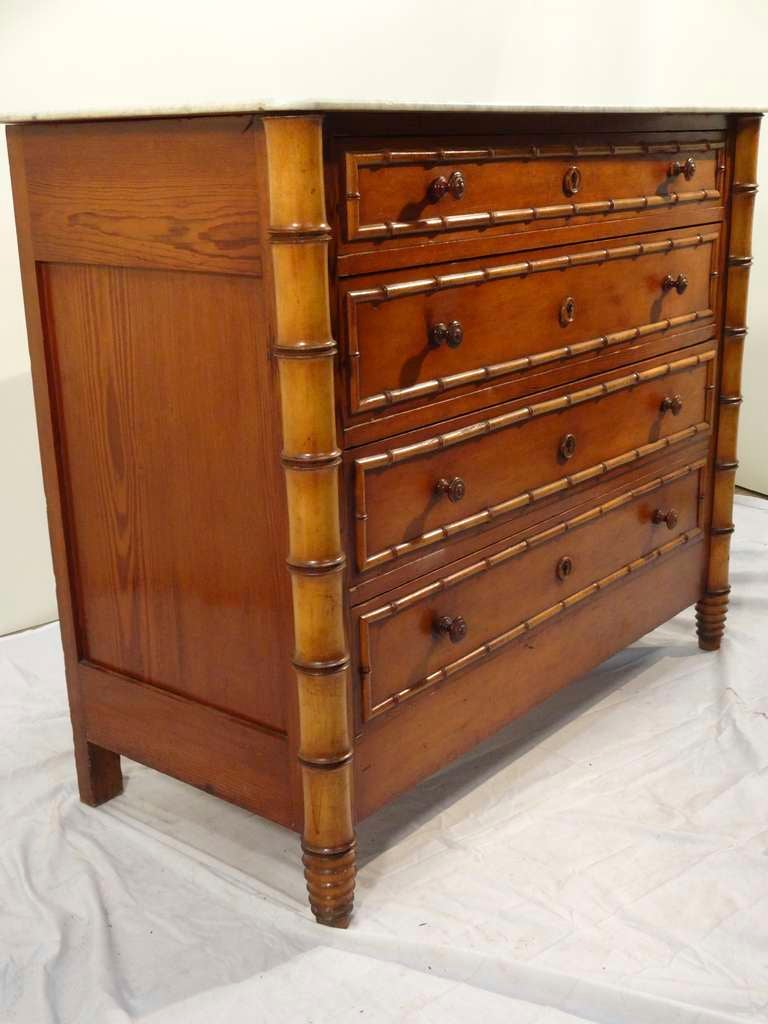 19th Century 19th-C. French Faux Bamboo Chest