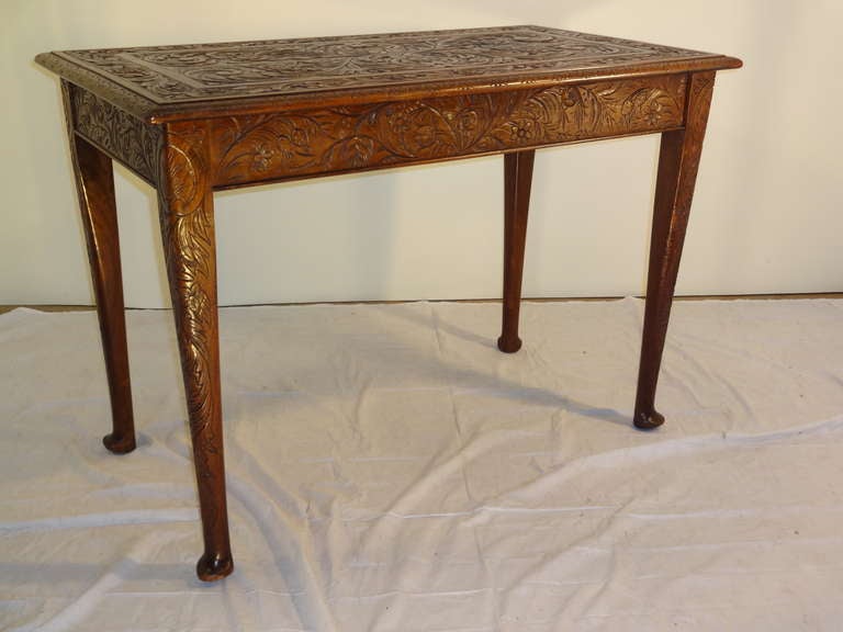 19th-C. Scottish Carved Library Table