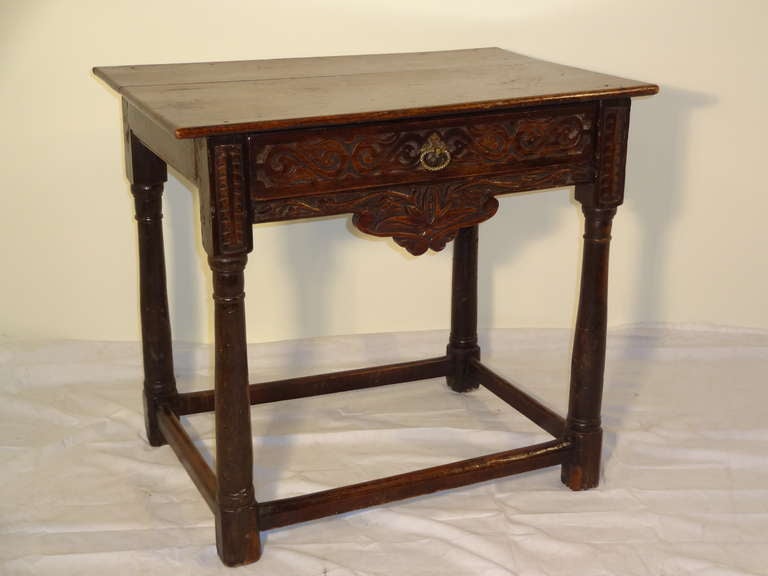 18th-C. English Oak Side Table