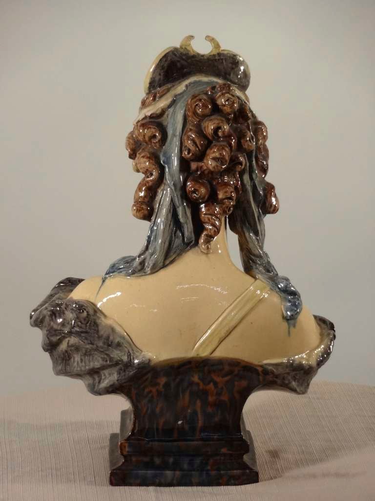 French 19th Century Majolica Bust of a Woman