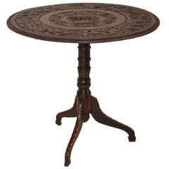 19th Century English Carved Pedestal Table