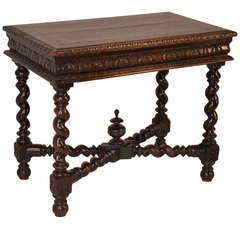 19th Century English Carved Oak Library Table