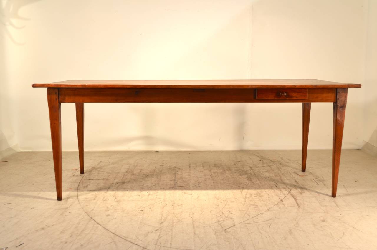 19th Century French Cherry Farm Table In Good Condition In High Point, NC