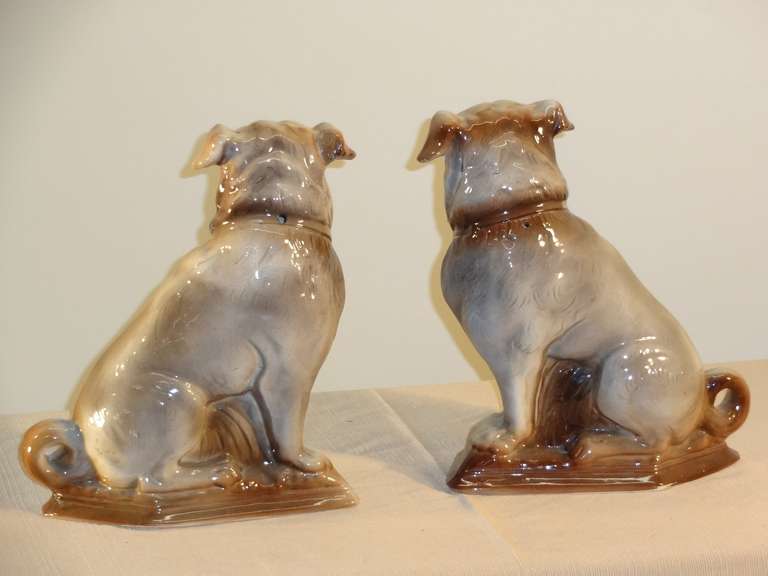 Victorian 19th-C. Pair of Staffordshire Pugs