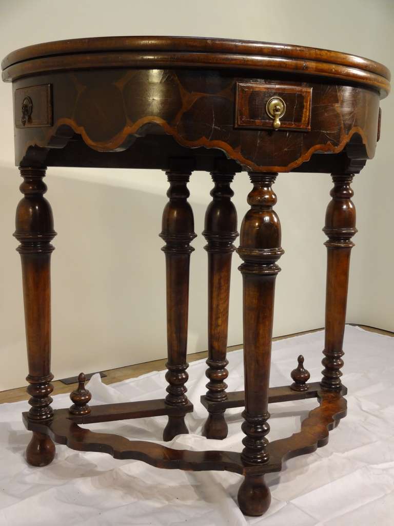 English Oyster Walnut Game Table