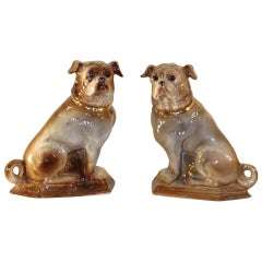 19th-C. Pair of Staffordshire Pugs