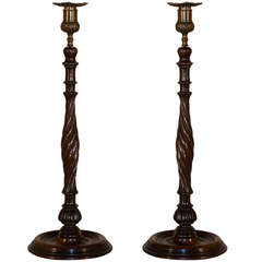 c.1800 English Regency Mahogany Candlesticks