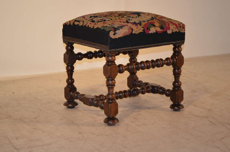 18th Century English Needlepoint Stool