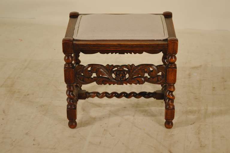 Napoleon III 19th Century French Carved Oak Stool