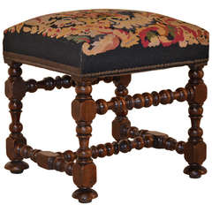Antique 18th Century English Needlepoint Stool