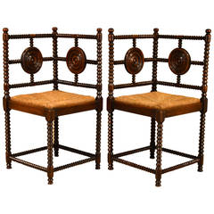 Antique 19th Century Pair of French Corner Chairs