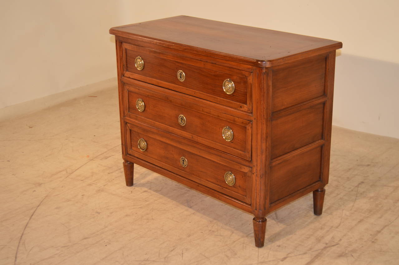 Late 19th Century French Directoire Walnut Commode In Excellent Condition In High Point, NC