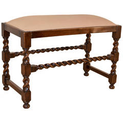 Late 19th Century English Oak Upholstered Bench