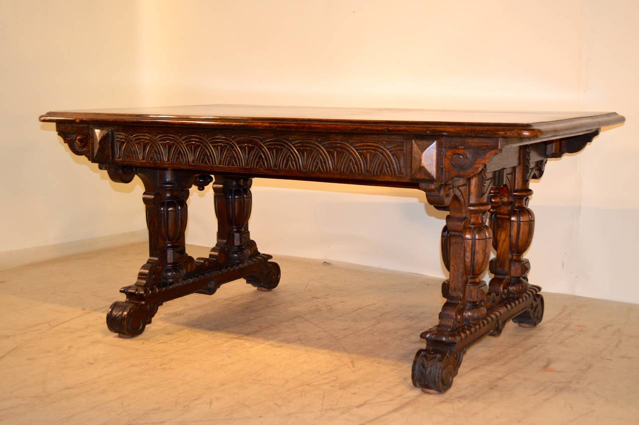 19th Century English Oak Library Table