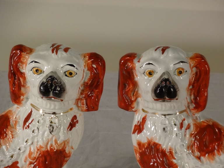 19th-C. Staffordshire Dogs with Separated Front Legs In Excellent Condition In High Point, NC