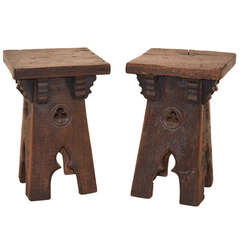 19th Century Pair of Rustic French Stools