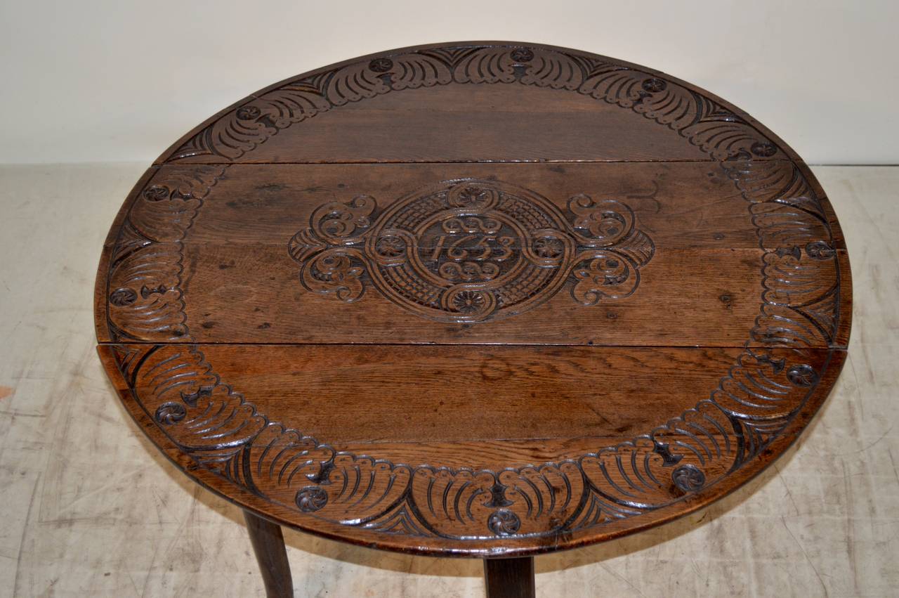 Oak Gate Leg Table, dated 1653