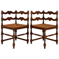 19th Century Pair of French Corner Chairs