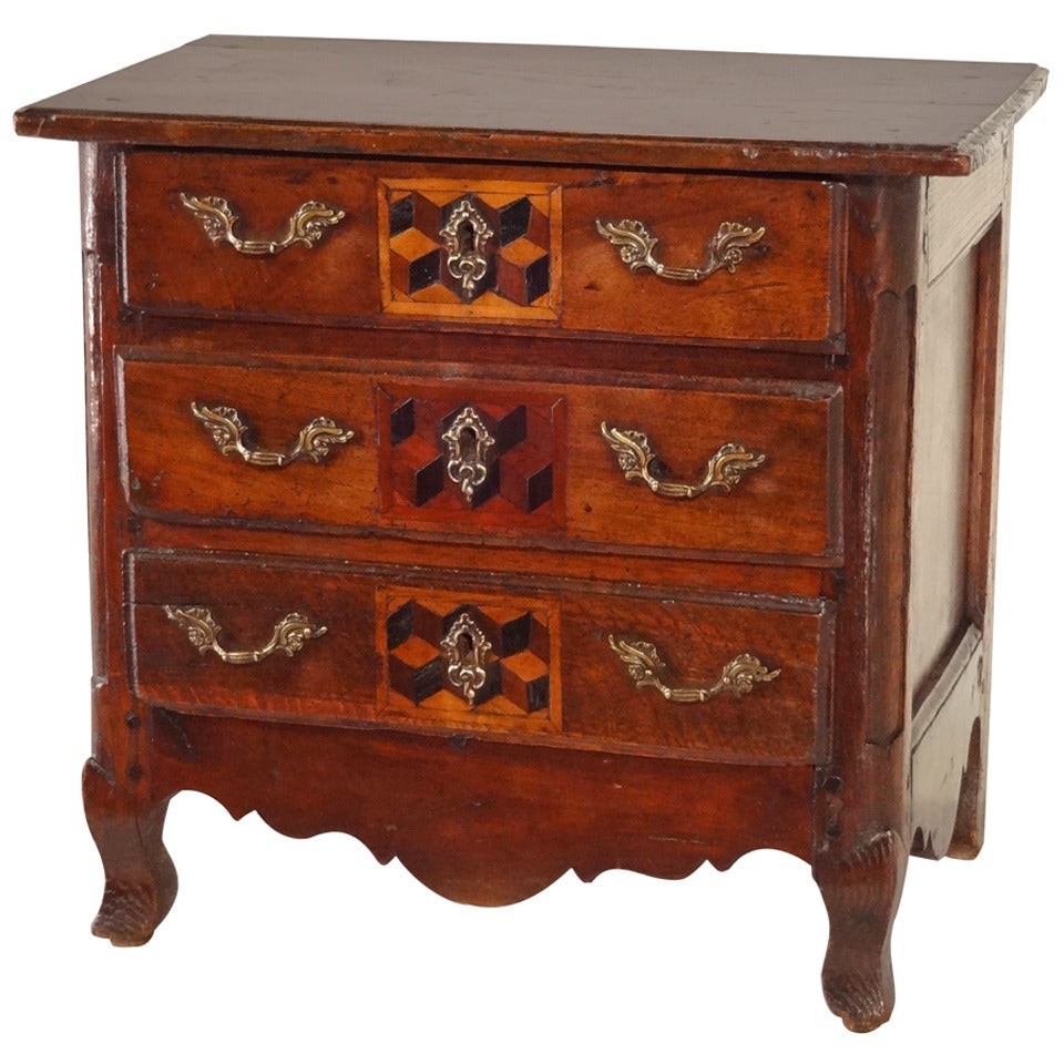 18th Century French Miniature Chest of Chestnut